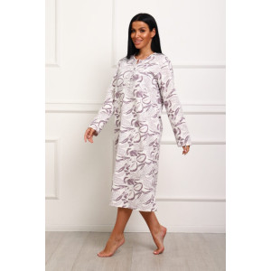 Сорочка женская "Нежность" футер (р-ры: 48-62) лиловый листья