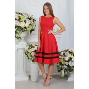 Платье П 076 футер с лайкрой+сетка (р-ры: 46-56) красный