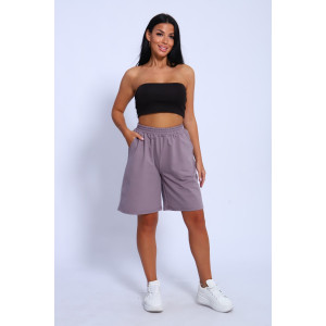 Шорты женские №35335 футер 2-х нитка (р-ры: 44-54) сирень