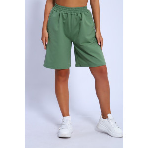 Шорты женские №35335 футер 2-х нитка (р-ры: 44-54) зеленый