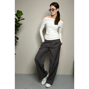 Лонгслив женский №058265 вязаный трикотаж-эко-кашемир (р-ры: 48-50) молочный