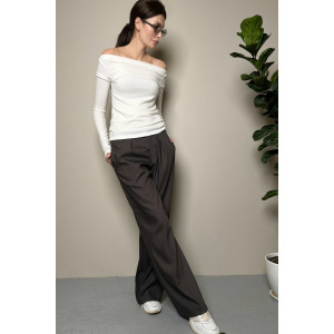 Лонгслив женский №058265 вязаный трикотаж-эко-кашемир (р-ры: 48-50) молочный