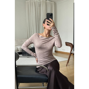 Лонгслив женский №058265 вязаный трикотаж-эко-кашемир (р-ры: 48-50) кофейный