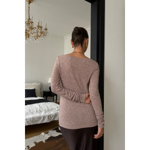 Лонгслив женский №058265 вязаный трикотаж-эко-кашемир (р-ры: 48-50) кофейный