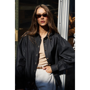 Рубашка женская №058255 джинс (р-ры: 42-50) черный Рубашка женская №058255 джинс (р-ры: 42-50) черный