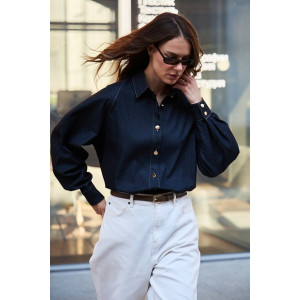 Рубашка женская №058255 джинс (р-ры: 42-50) черный Рубашка женская №058255 джинс (р-ры: 42-50) черный