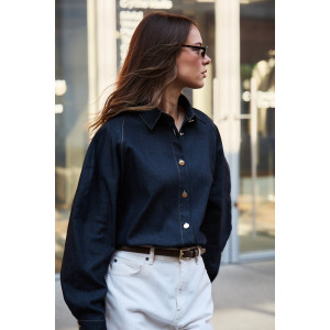 Рубашка женская №058255 джинс (р-ры: 42-50) черный Рубашка женская №058255 джинс (р-ры: 42-50) черный