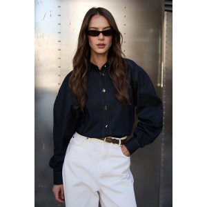 Рубашка женская №058255 джинс (р-ры: 42-50) черный Рубашка женская №058255 джинс (р-ры: 42-50) черный