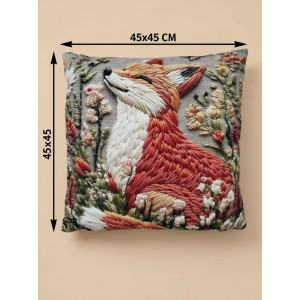 Наволочка-чехол декоративная велюр 3D на молнии "Лиса" Наволочка-чехол декоративная велюр 3D на молнии "Лиса"