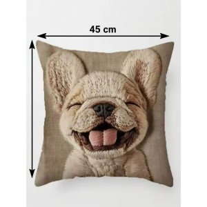 Наволочка-чехол декоративная велюр 3D на молнии "Собака улыбается" Наволочка-чехол декоративная велюр 3D на молнии "Собака улыбается"
