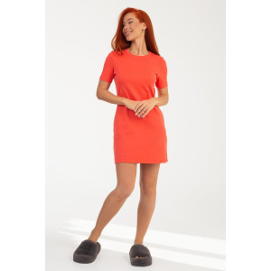 Платье женское К-382 "Дора" рибана (р-ры: 42-48) коралл