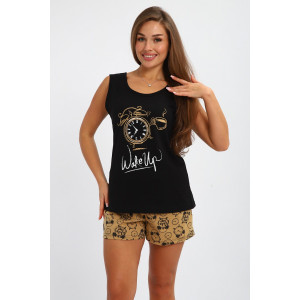 Пижама женская №245 кулирка (р-ры: 44-54) черный