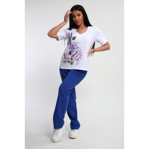 Костюм двойка женский №74725 футер-кулирка (р-ры: 46-64) васильковый Костюм двойка женский №74725 футер-кулирка (р-ры: 46-64) васильковый