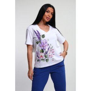 Костюм двойка женский №74725 футер-кулирка (р-ры: 46-64) васильковый Костюм двойка женский №74725 футер-кулирка (р-ры: 46-64) васильковый