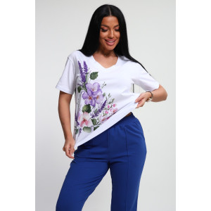 Костюм двойка женский №74725 футер-кулирка (р-ры: 46-64) васильковый Костюм двойка женский №74725 футер-кулирка (р-ры: 46-64) васильковый