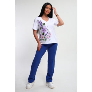 Костюм двойка женский №74725 футер-кулирка (р-ры: 46-64) васильковый Костюм двойка женский №74725 футер-кулирка (р-ры: 46-64) васильковый