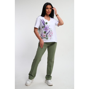 Костюм двойка женский №74725 футер-кулирка (р-ры: 46-64) фисташковый