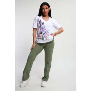 Костюм двойка женский №74725 футер-кулирка (р-ры: 46-64) фисташковый