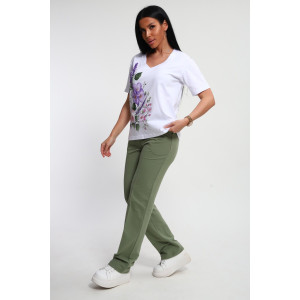 Костюм двойка женский №74725 футер-кулирка (р-ры: 46-64) фисташковый