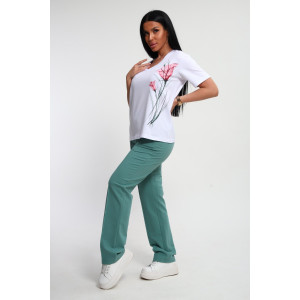 Костюм двойка женский №74724 футер-кулирка (р-ры: 46-64) изумрудный Костюм двойка женский №74724 футер-кулирка (р-ры: 46-64) изумрудный