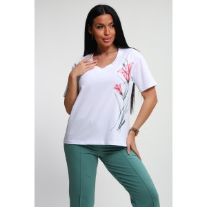 Костюм двойка женский №74724 футер-кулирка (р-ры: 46-64) изумрудный Костюм двойка женский №74724 футер-кулирка (р-ры: 46-64) изумрудный