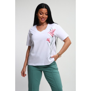 Костюм двойка женский №74724 футер-кулирка (р-ры: 46-64) изумрудный Костюм двойка женский №74724 футер-кулирка (р-ры: 46-64) изумрудный