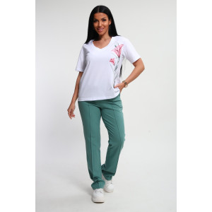 Костюм двойка женский №74724 футер-кулирка (р-ры: 46-64) изумрудный Костюм двойка женский №74724 футер-кулирка (р-ры: 46-64) изумрудный