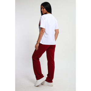 Костюм двойка женский №74724 футер-кулирка (р-ры: 46-64) бордовый Костюм двойка женский №74724 футер-кулирка (р-ры: 46-64) бордовый