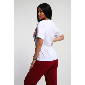 Костюм двойка женский №74724 футер-кулирка (р-ры: 46-64) бордовый Костюм двойка женский №74724 футер-кулирка (р-ры: 46-64) бордовый