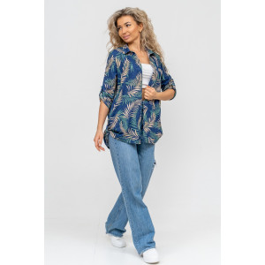 Туника-рубашка женская №36725 кулирка (р-ры: 46-60) синий Туника-рубашка женская №36725 кулирка (р-ры: 46-60) синий