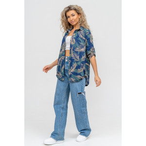 Туника-рубашка женская №36725 кулирка (р-ры: 46-60) синий Туника-рубашка женская №36725 кулирка (р-ры: 46-60) синий