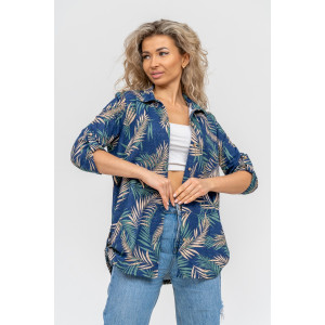 Туника-рубашка женская №36725 кулирка (р-ры: 46-60) синий Туника-рубашка женская №36725 кулирка (р-ры: 46-60) синий