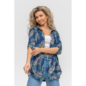 Туника-рубашка женская №36725 кулирка (р-ры: 46-60) синий Туника-рубашка женская №36725 кулирка (р-ры: 46-60) синий