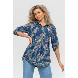 Туника-рубашка женская №36725 кулирка (р-ры: 46-60) синий Туника-рубашка женская №36725 кулирка (р-ры: 46-60) синий