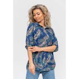 Туника-рубашка женская №36725 кулирка (р-ры: 46-60) синий Туника-рубашка женская №36725 кулирка (р-ры: 46-60) синий