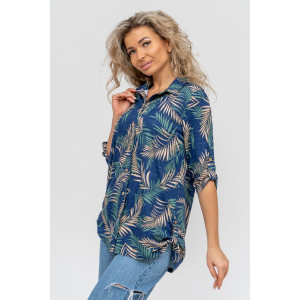 Туника-рубашка женская №36725 кулирка (р-ры: 46-60) синий Туника-рубашка женская №36725 кулирка (р-ры: 46-60) синий