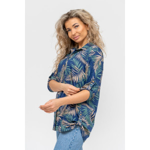 Туника-рубашка женская №36725 кулирка (р-ры: 46-60) синий Туника-рубашка женская №36725 кулирка (р-ры: 46-60) синий