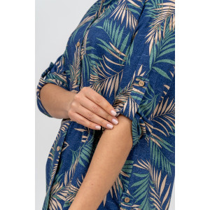 Туника-рубашка женская №36725 кулирка (р-ры: 46-60) синий Туника-рубашка женская №36725 кулирка (р-ры: 46-60) синий