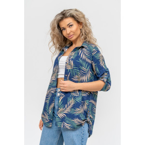Туника-рубашка женская №36725 кулирка (р-ры: 46-60) синий Туника-рубашка женская №36725 кулирка (р-ры: 46-60) синий