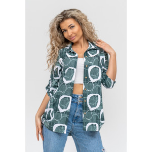 Туника-рубашка женская №36723 кулирка (р-ры: 46-60) зелёный Туника-рубашка женская №36723 кулирка (р-ры: 46-60) зелёный