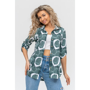 Туника-рубашка женская №36723 кулирка (р-ры: 46-60) зелёный Туника-рубашка женская №36723 кулирка (р-ры: 46-60) зелёный