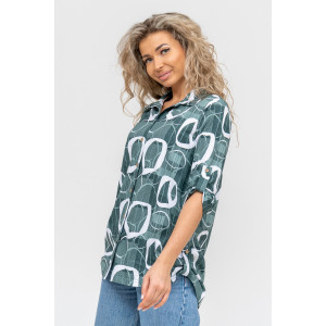 Туника-рубашка женская №36723 кулирка (р-ры: 46-60) зелёный Туника-рубашка женская №36723 кулирка (р-ры: 46-60) зелёный