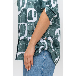 Туника-рубашка женская №36723 кулирка (р-ры: 46-60) зелёный Туника-рубашка женская №36723 кулирка (р-ры: 46-60) зелёный