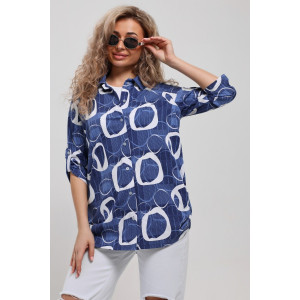 Туника-рубашка женская №36723 кулирка (р-ры: 46-60) синий Туника-рубашка женская №36723 кулирка (р-ры: 46-60) синий