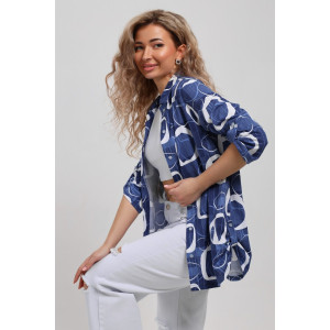Туника-рубашка женская №36723 кулирка (р-ры: 46-60) синий Туника-рубашка женская №36723 кулирка (р-ры: 46-60) синий