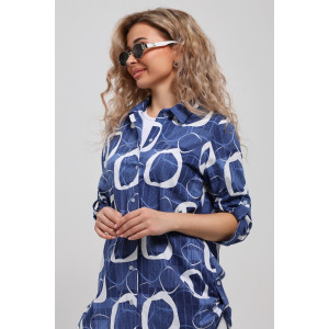 Туника-рубашка женская №36723 кулирка (р-ры: 46-60) синий Туника-рубашка женская №36723 кулирка (р-ры: 46-60) синий