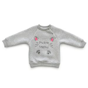 Толстовка детская "Cat" 10902 футер 3-х нитка начес (последний размер) серый 80