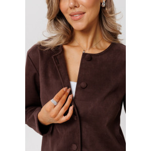 Костюм двойка женский с юбкой К248 замша (р-ры: 46-60) шоколадный
