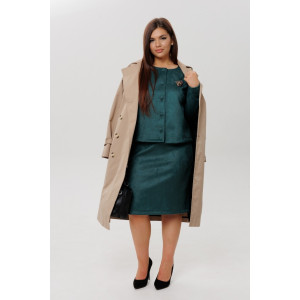 Костюм двойка женский с юбкой К248 замша (р-ры: 46-60) изумрудный