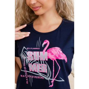 Пижама женская П-146 кулирка (р-ры: 42-56) фламинго-синий